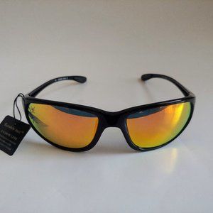 (NWT) Vintge 90's PC Wrap Around Sporty Sunglasses (Black/Orange M)